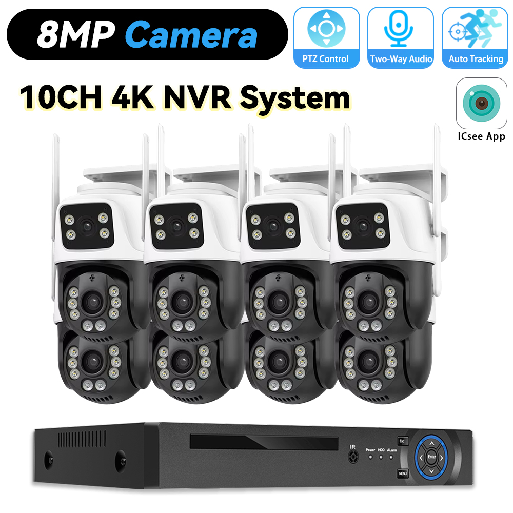 Home Security Camera System - Audio Record Dual Lens WIFI PTZ