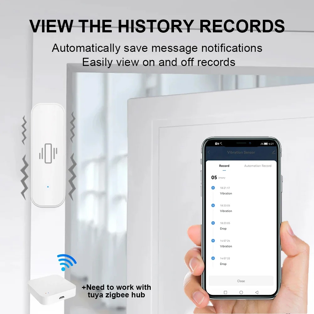 Smart ZigBee Vibration Sensor  - đánh giá và giá Home Security App