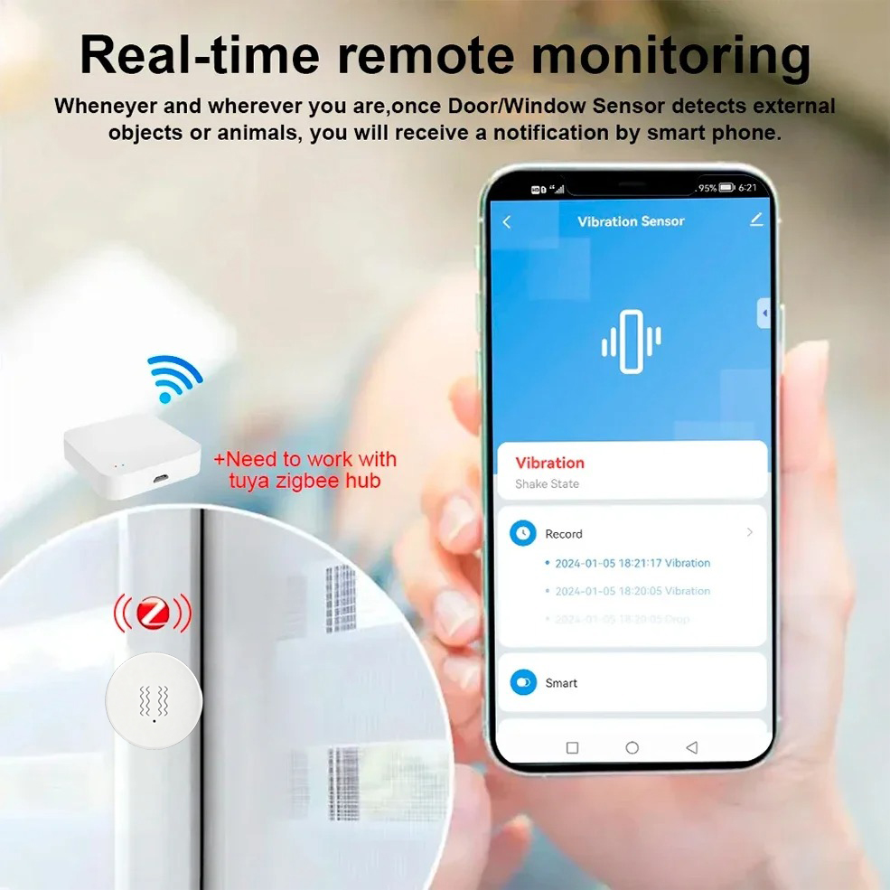 Tuya Zigbee Smart Vibration Se - đánh giá và giá Home Security App